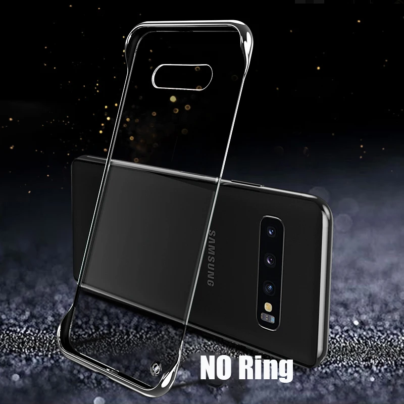 Серебристый Чехол для samsung Galaxy S10 Note 10+ Plus A10 A30 A20 A70 A7 A50 покрытие прозрачное Безрамное жесткое покрытие из поликарбоната кольцо на палец - Цвет: Серебристый