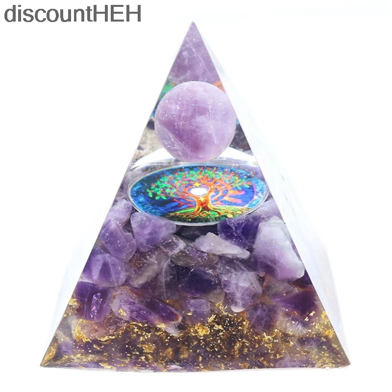 

Orgonite Pyramid Obsidian Ornaments Amethyst Olivine Tiger Eye Stone Crafts Anti-stress Calmness Healing Crystal Gemstone Decor