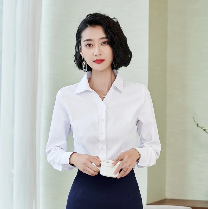 2020 Женская официальная одежда для работы с длинным рукавом белые блузки рубашки
