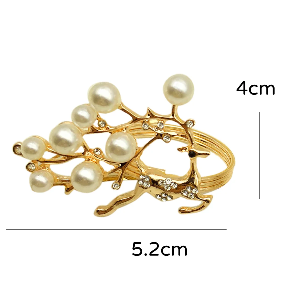 

6pcs Pearl Fawn Napkin Buckle Hoop Napkin Rings Circle Serviette Holder for Wedding Hotel Supplies Table Decoration