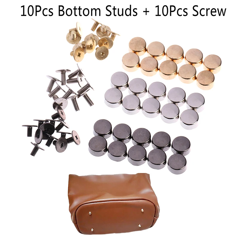 

10Sets DIY Leather Buttons Screw Wear Protection Bag Bottom Studs Rivets For Bags Hardware Belt Accessories For Bag Feet Screw