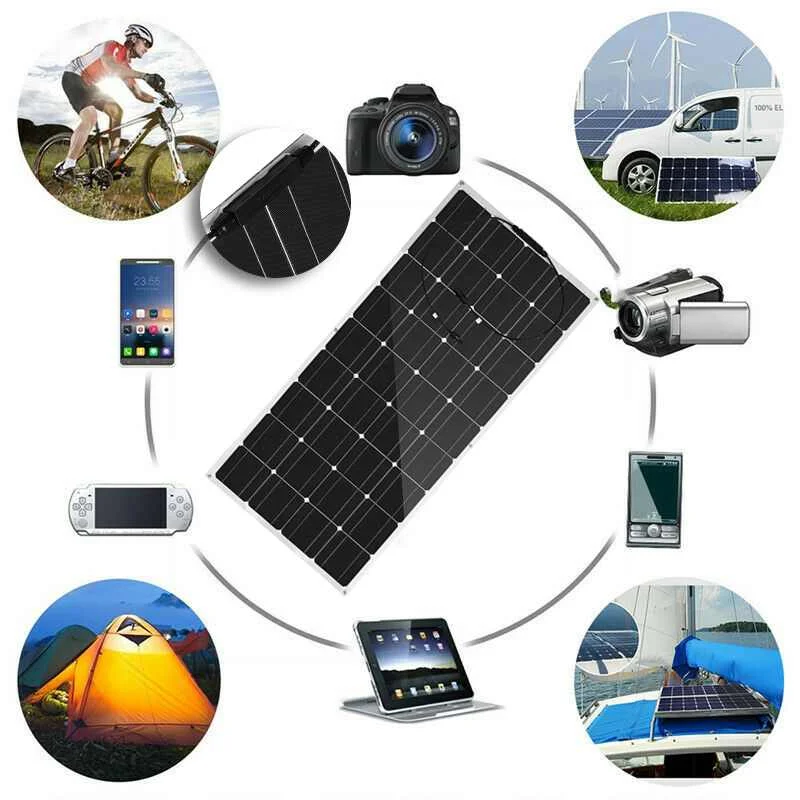 

300W Solar Panel Kit Complete PET Coating Semi-Flexible Silicon Solar Charger Battery for Smartphone Car RV Boat Camping