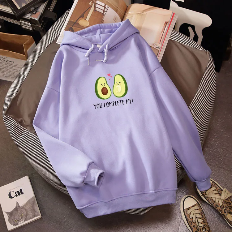 Новинка свитшот с принтом авокадо и надписью Kawaii зимняя уличная одежда в стиле