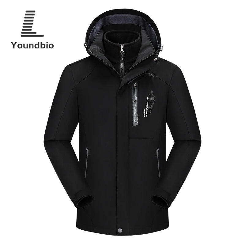 

2021 Men Jacket Two-piece Suit Thicken Plus velvet Waterproof Coat Mens Windproof Winter Solid Color Hooded Casual Jacket