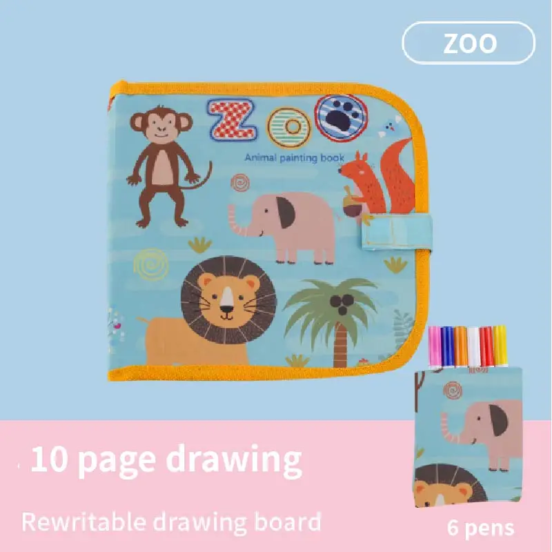 Zoo 6 pens Детский портативный мягкий мел доска для рисования с водой Мел жизнь раскраска доска "сделай сам" Живопись 12 ручек - Цвет: Zoo 6 pens