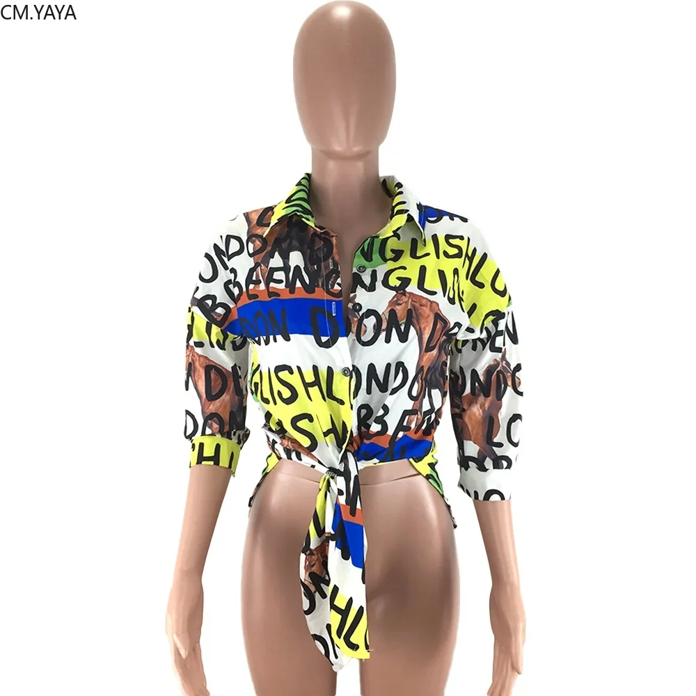 2019 новые женские осенние Рубашки с длинным рукавом и буквенным принтом модные