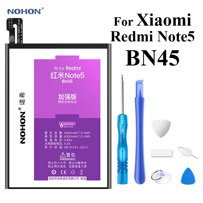 Аккумулятор Nohon BN45 для Xiaomi Redmi Note 5 3900 4000 мАч|Аккумуляторы мобильных телефонов| |