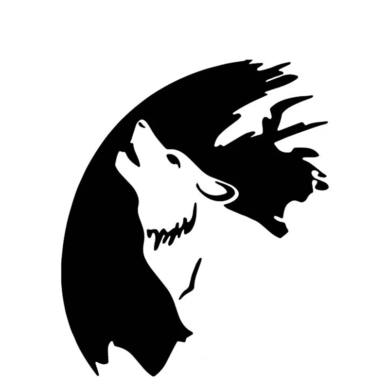 

A-0570 Cool Desgin Wolf and Moon Modeling Personality Car Sticker PVC Auto Window Rearview Mirror Bumper Self-adhesive Decals