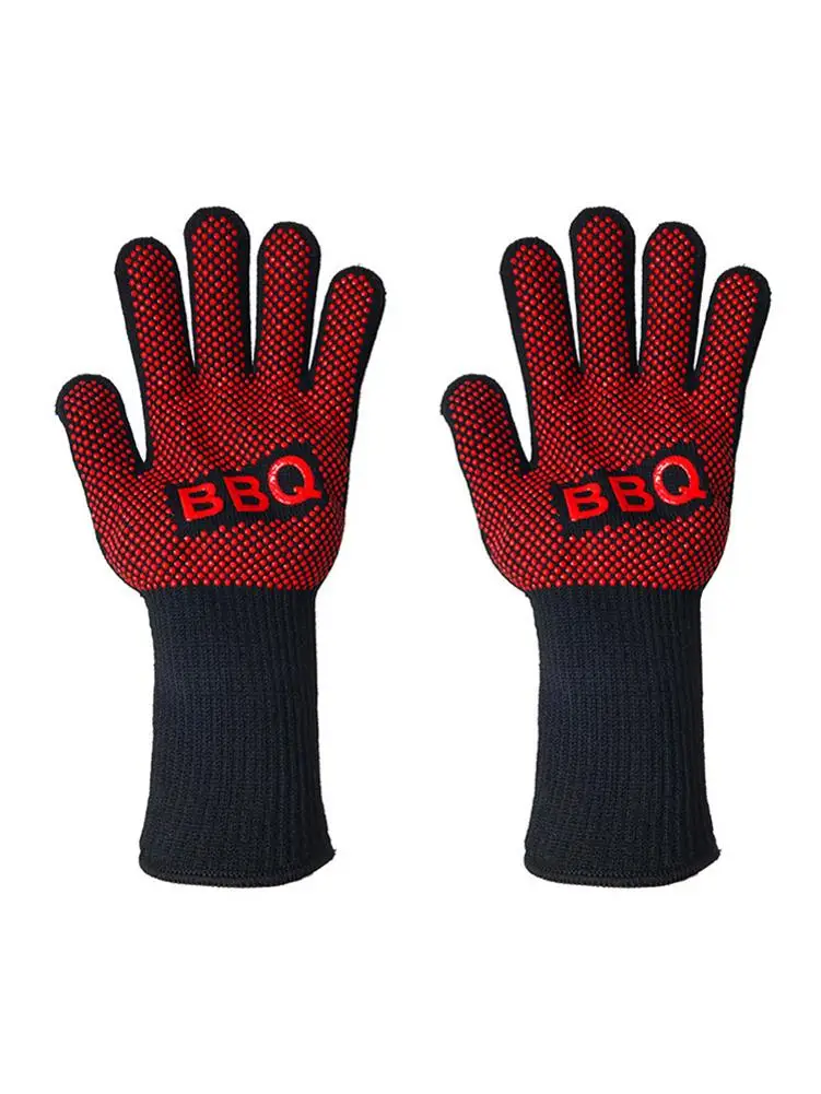 

BBQ Gloves Heat Resistant Barbecue Grill Glove Oven Mitts Silicone Insulated Baking Cooking Grilling Oven Gloves BBQ Accessories
