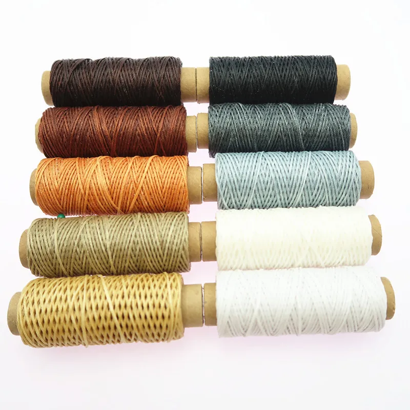 10pcs/set 50m 150D Woven 1mm Flat Wax Thread for DIY Leather Hand-Stitching Sewing Craft Material Set | Дом и сад