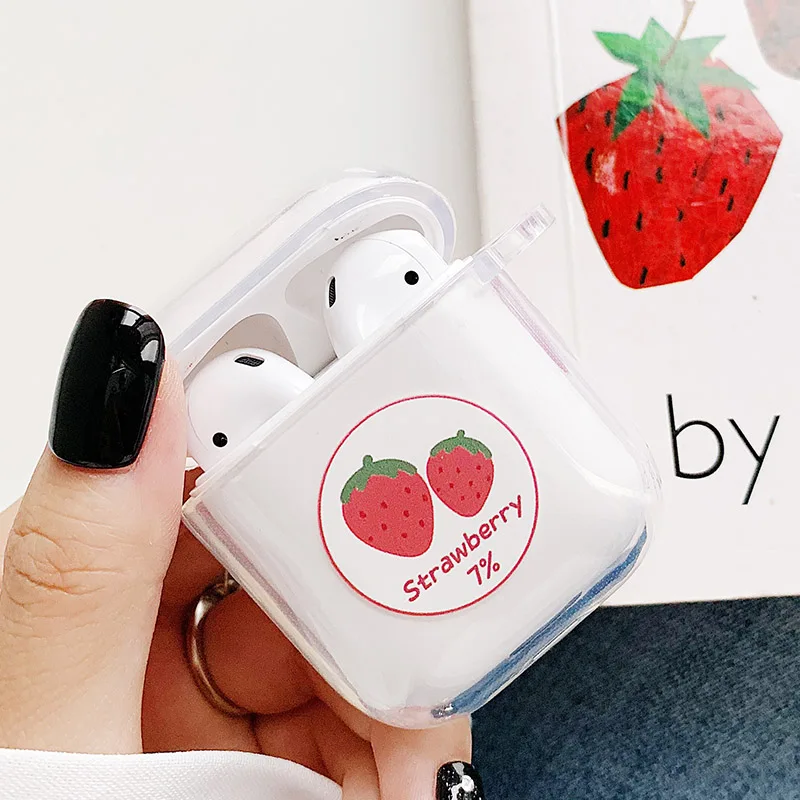 strawberry Сумки для Air Pods с английскими буквами Дейл чип Дональд Дейзи Мультфильм силиконовый прозрачный чехол для Airpods беспроводные наушники Bluretooth - Цвет: strawberry