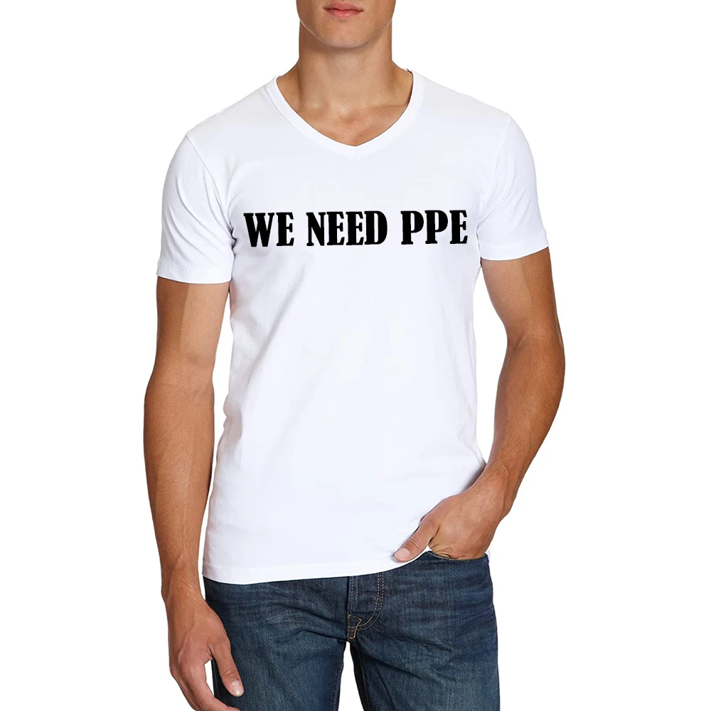 

Sale Off White T shirt Men Harajuku WE NEED PPE Letter Print Tee Shirt Homme Summer Tops Men Fashion Tops Female T Shirt Summer