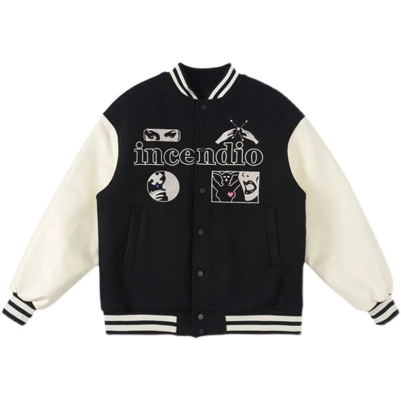 

Retro Embroidery Baseball Uniform Jacket for Men and Women 2021 New Loose Personality Student Casual Jacket Trend