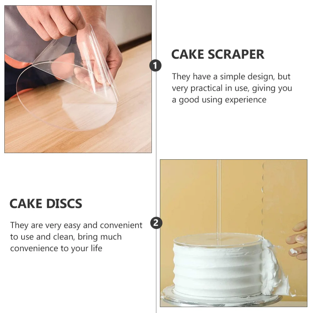 

1 Set 11Pcs Cake Scrapers Cake Discs Acrylic Cake Tools Kit (Transparent)