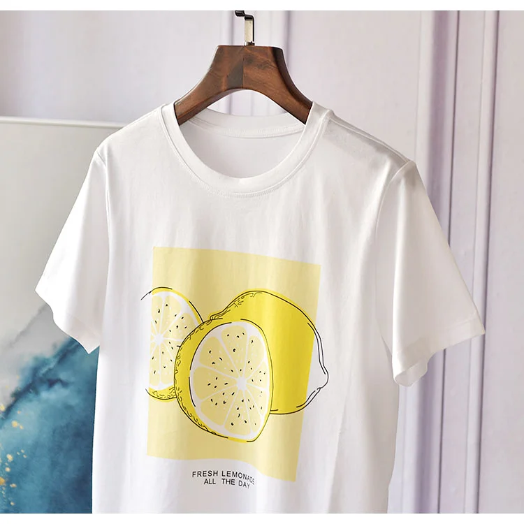 Женская футболка с короткими рукавами Повседневная Свободная круглым вырезом и