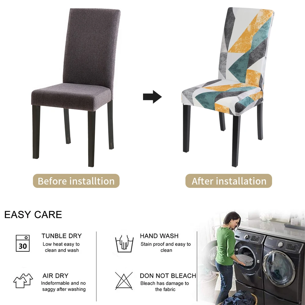 1/2/4/6 шт геометрический рисунок стрейч чехол для кресла спандекс Кухня Съемный