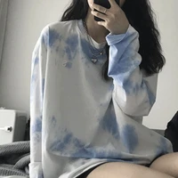 tie dye long sleeved blouse 2021 spring and autumn new thin style korean style loose bottoming shirt t shirt
