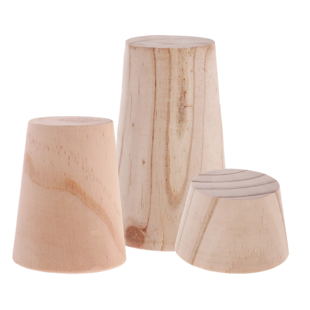 

3Pcs Plain Wooden Jewelry Display Stand Holder for Bracelet Chain Bangle Watch Organizer