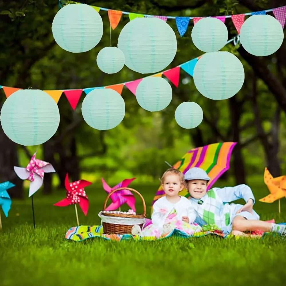 10 упаковок мятно-зеленый круглый бумажный фонарь висящий в Азии Китайский