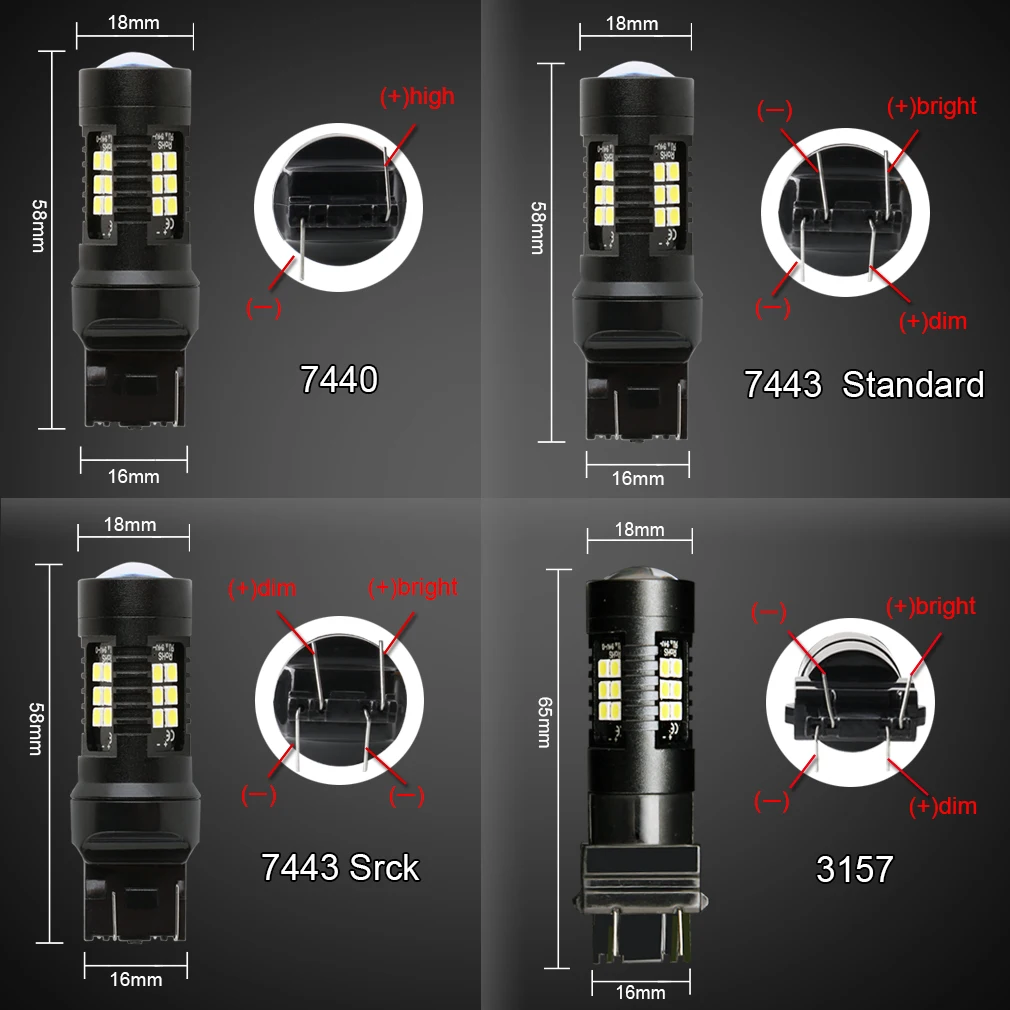 2 шт. 1200Lm T20 W21W светодиодный W21/5 Вт светодиодный WY21W 7440 7443 светодиодный лампы T25 3157 3156 p27/7 Вт автомобильный тормоз обратного светильник 12V светодиодные лампы сигнала поворота
