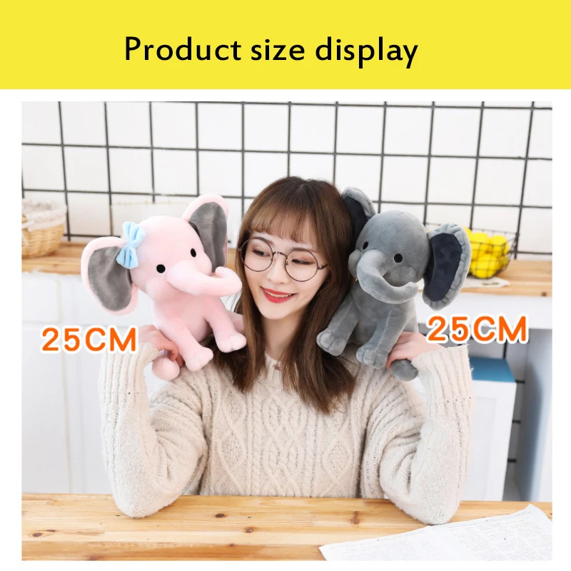 

25CM Cute Elephant Stuffed Plush Toy Soft Animals Doll Gift For Your Kids Baby Soothing Software Pillow Baby Accompany Sleep Toy