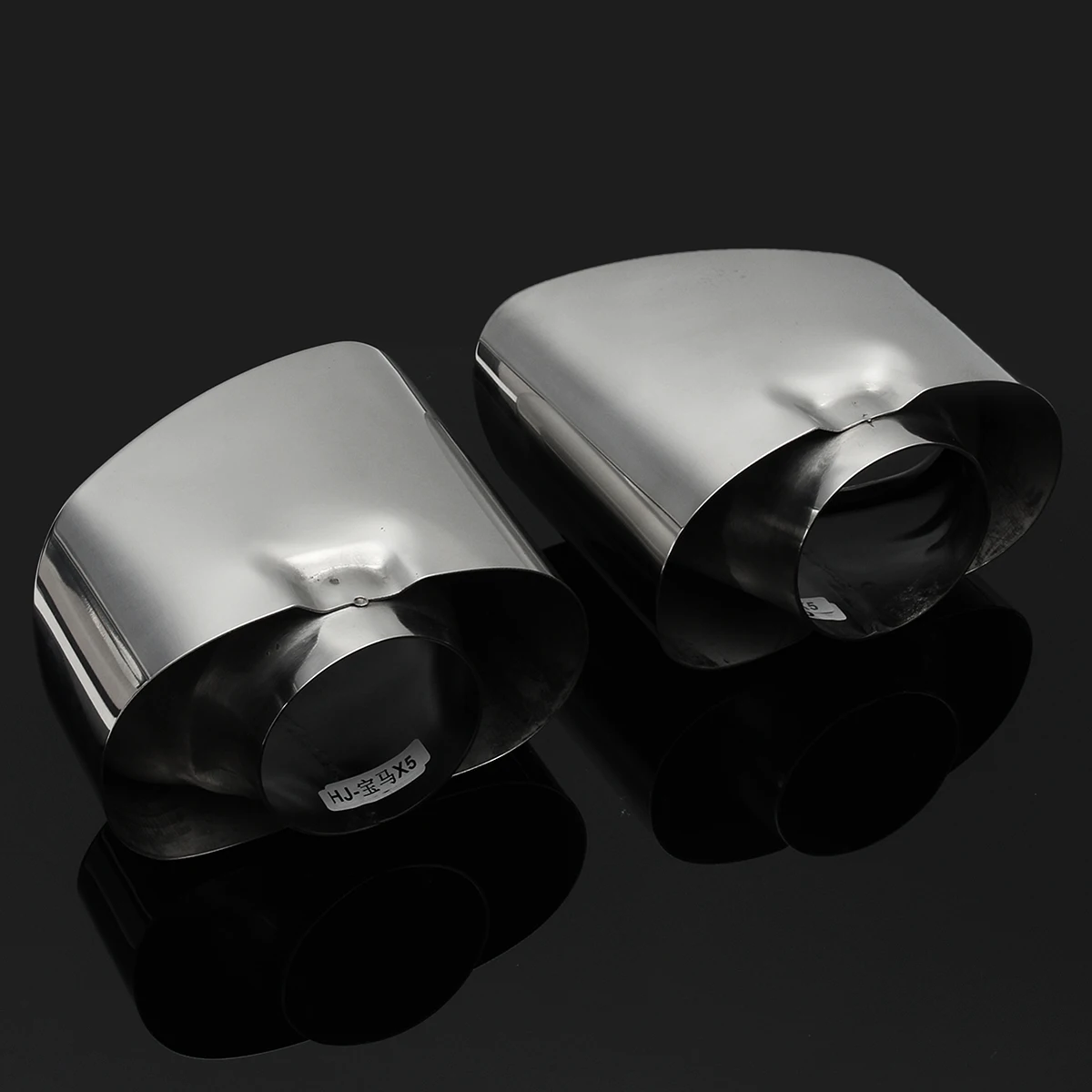 Пара автомобильных хромированных выхлопов с двойным хвостовым наконечником из