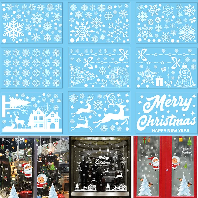 19 Kinds Of Window Glass Stickers Santa Claus Elk Gifts Electrostatic Stickers Window Decorations 10