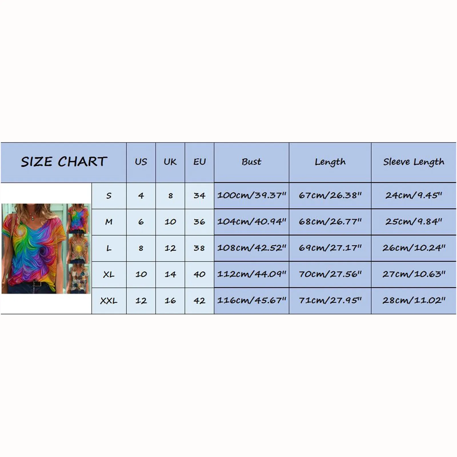 

Tie Dye T-shirts Woman Summer Abstract V-neck Fashion Latest Breathable T-shirts Woman Fashion Print Short Sleeve T-shirts
