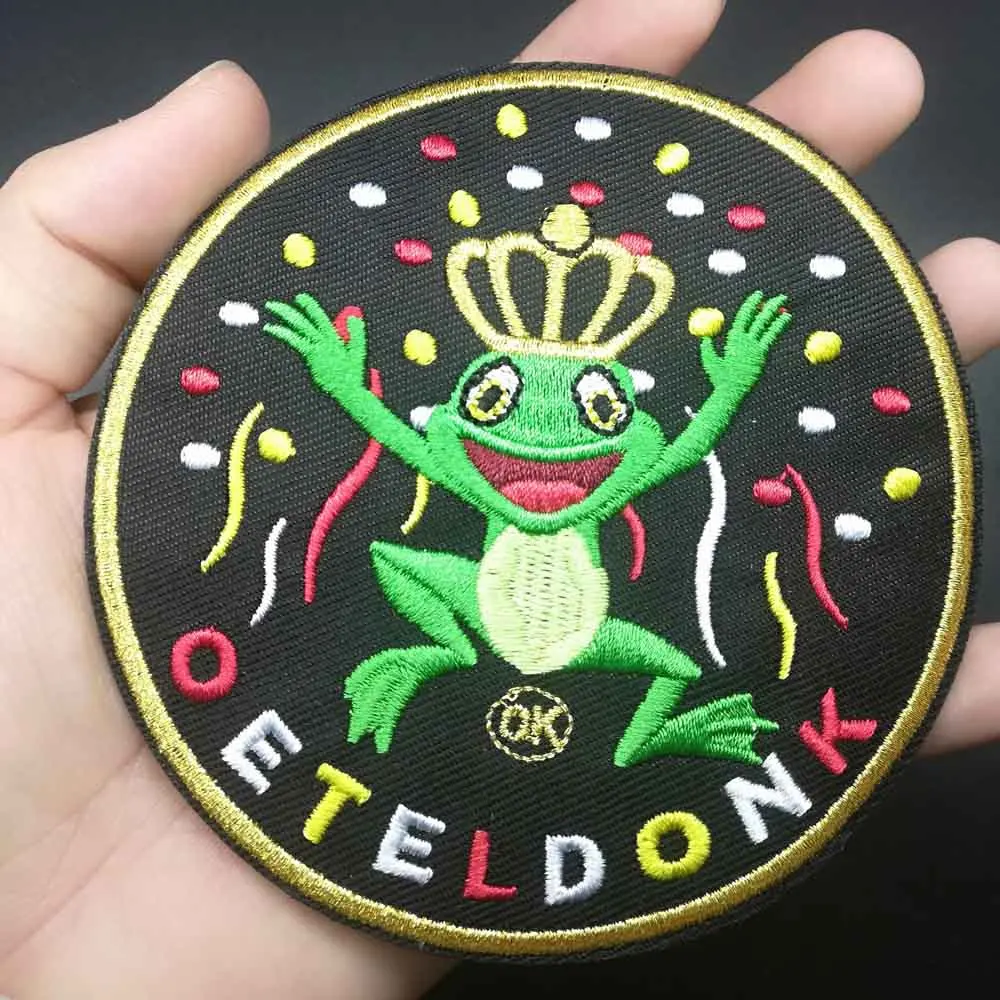 Oeteldonk, полностью вышитая лягушка, карнавал для Нидерландов, железная вышитая одежда, нашивки для одежды, наклейки для одежды, одежда
