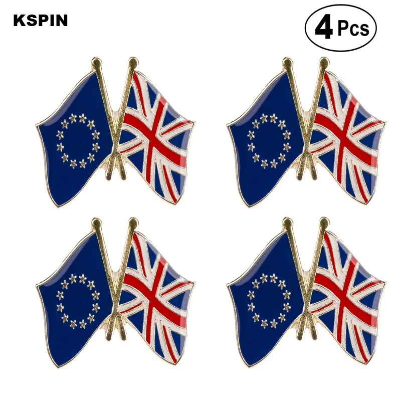 European Union United Kingdom Friendship Flag Pin Lapel Pin Badge  Brooch Icons 4pcs