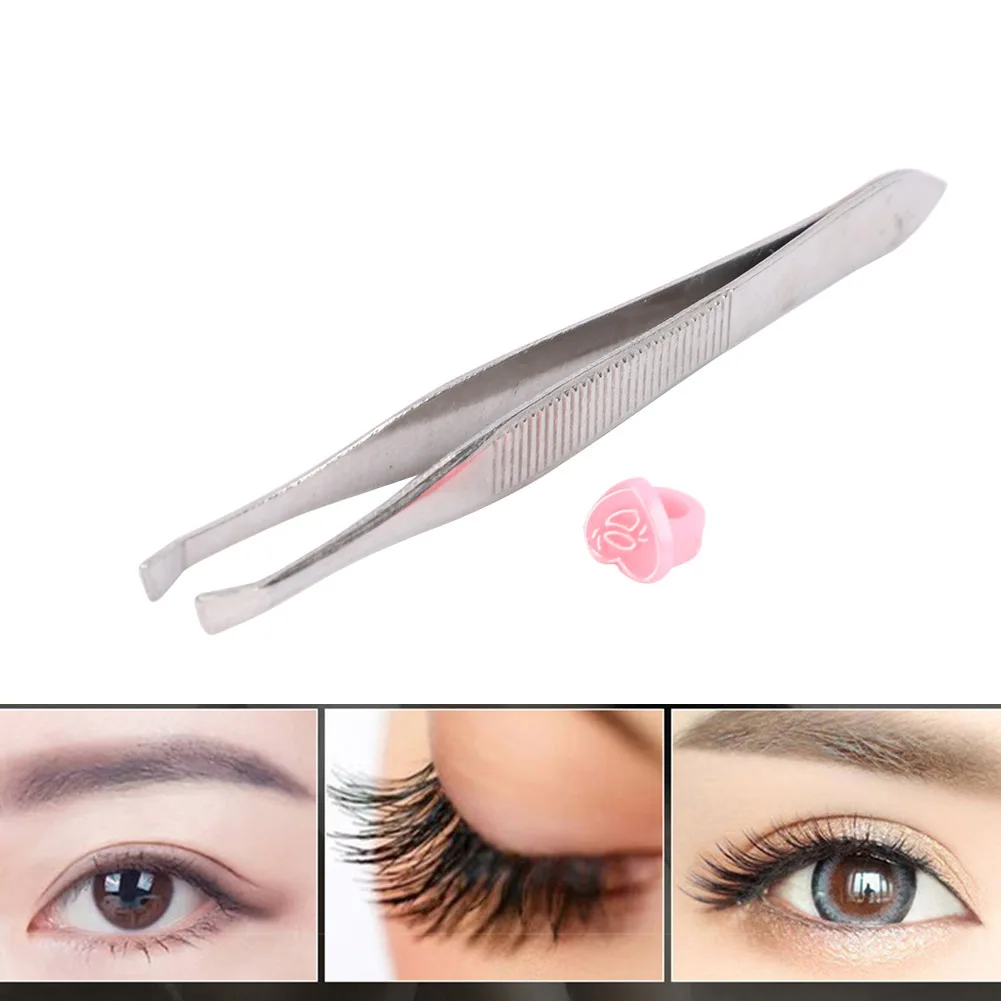 Профессиональный пинцет для бровей плоская наклонная стальная заколка удаления