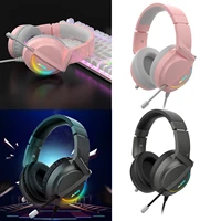 ax365 rgb gaming headset wired with mic 7 1 channel surround led light for pc laptop desktop