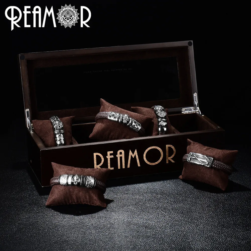 Браслет REAMOR из нержавеющей стали 316L с золотой рыбкой плетеный мужской браслет