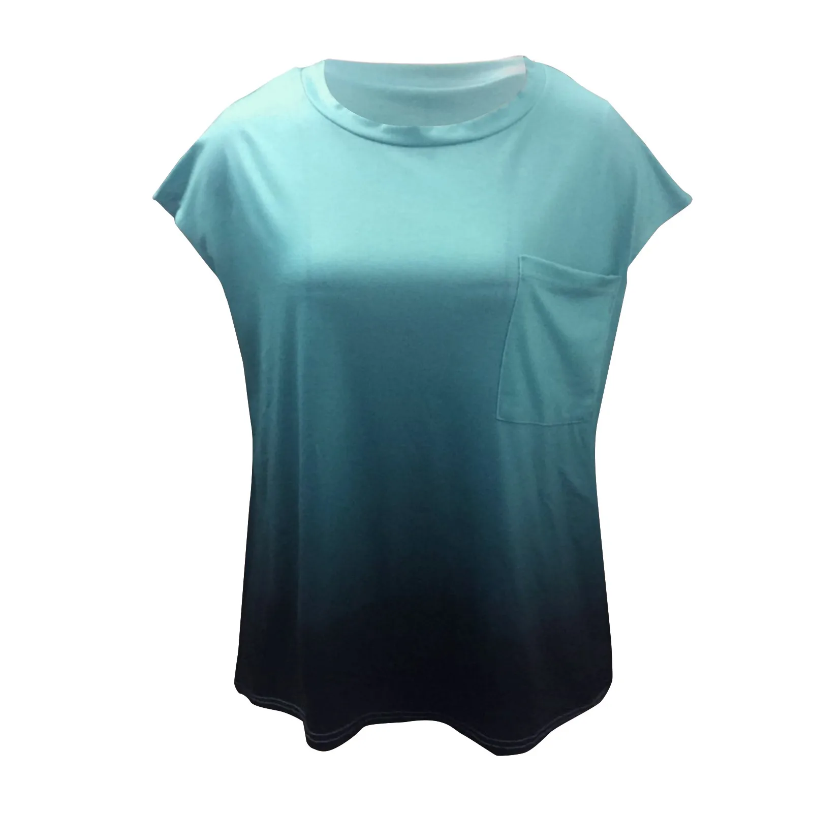 

40# Causal Round-neck Gradient Color Shirt 2021 Casual Short Sleeve Loosed Women's Blouse Summer Ladies Blouse