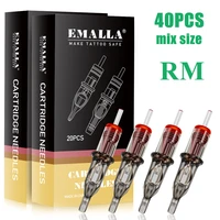 emalla 40pcs mix size gray tattoo cartridge needles 5rm 7rm 9rm 11rm round magnum needles for tattoo pen machine