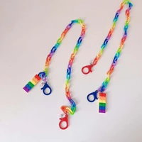 new creative candy color building blocks acrylic lanyard necklace glasses chain
