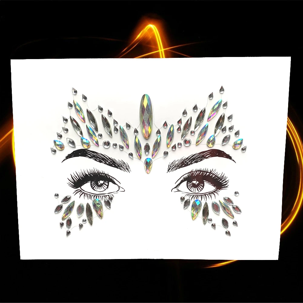 

DIY Glitter Eye Tattoo Sticker Face Decoration Body Art Easy To Use Makeup Tools For Bride Festival Crystal Eye Jewelry 3D Paste
