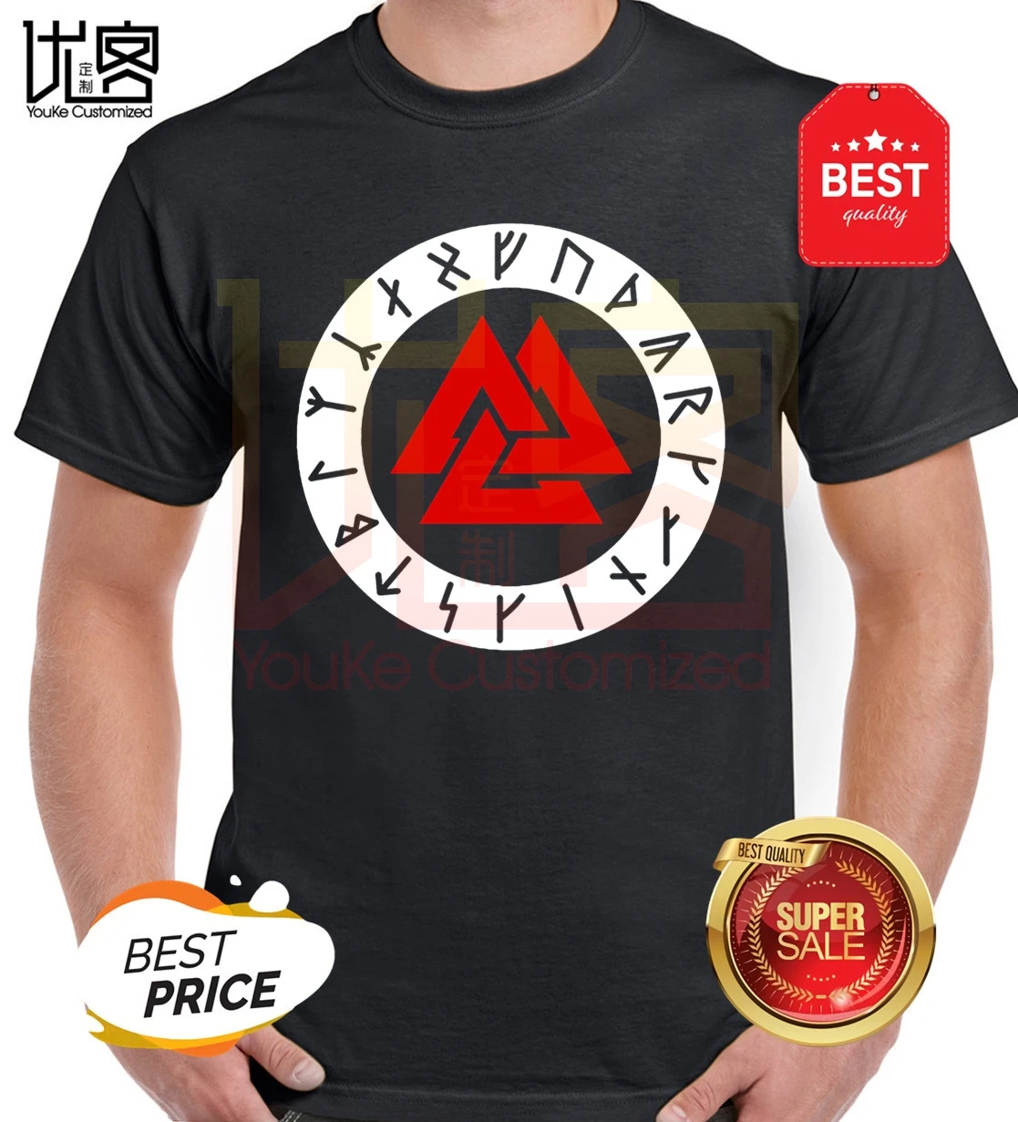 Viking Valknut с руны Мужская футболка мужская женская летняя обувь 100% хлопок команда