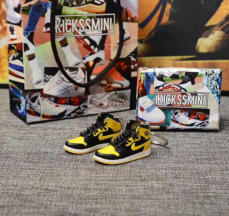a pair w metal ring Персональный DIY Jordan Generation AIR JORDAN 1 chicago 3D кроссовок фигурный брелок сумка Подвеска парный брелок - Цвет: a pair w metal ring