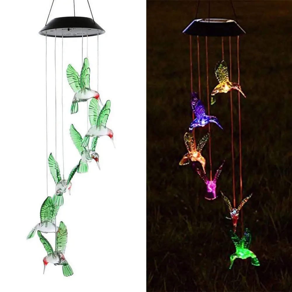 

LED Lamp Color Changing LED Solar Wind Chime Hummingbird Wind for Gardening Lighting Light Lamps decoration Home Balcony window