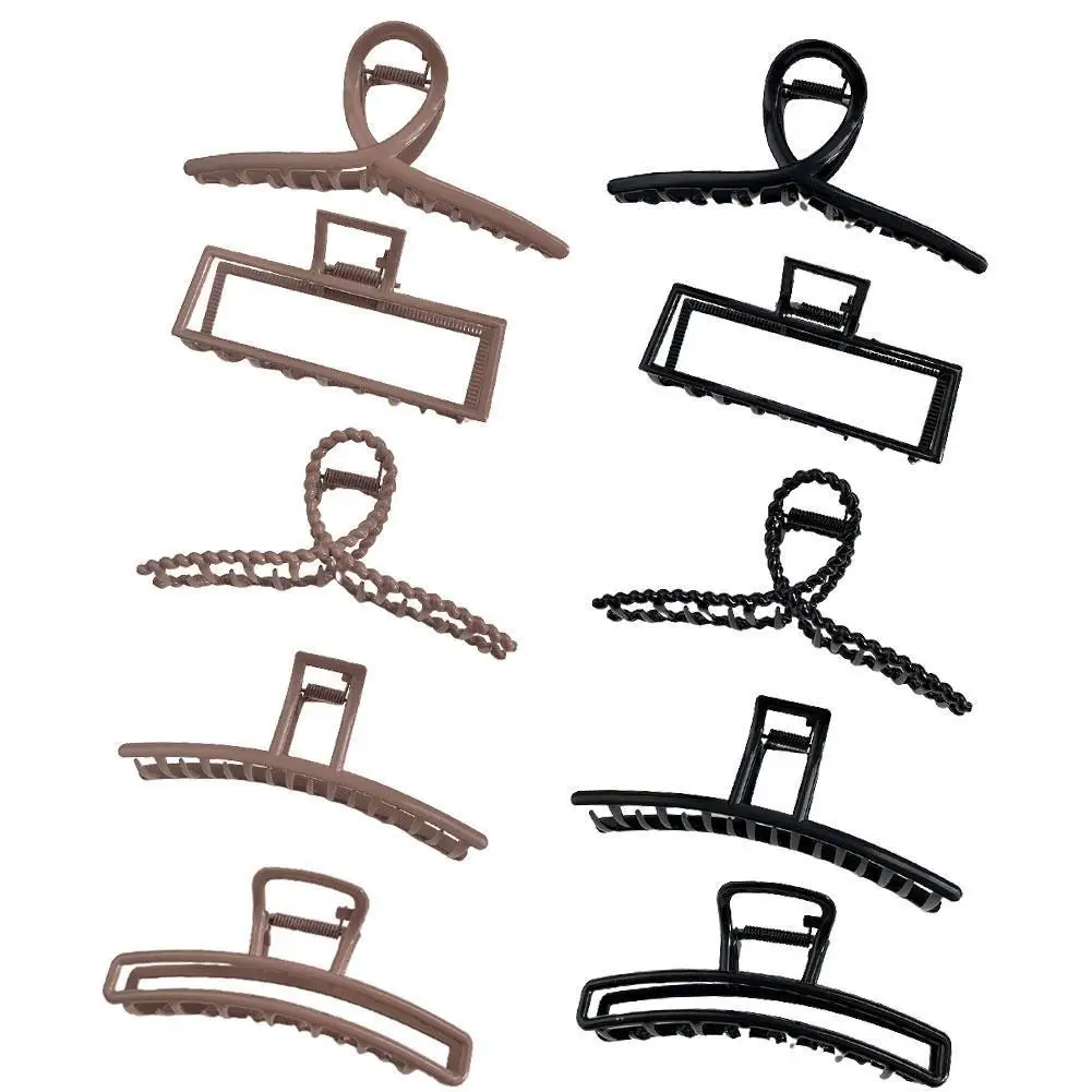 

Black Milk Tea Color Mental Alloy Hair Clip Hairpins Cross Hair Crab Claws Women Girls Ponytail Holder Make UP Washing Tool