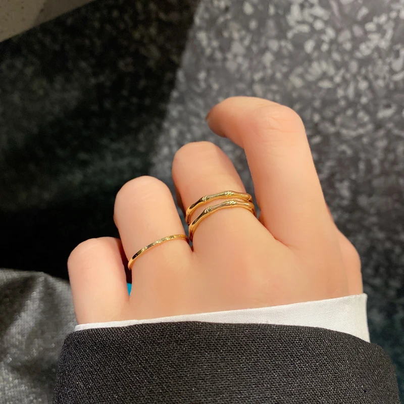 

Fashion Set Jewelry 2 pcs Metal Ring Simply New Design Golden Plating Hot Selling Simply Two Layer Ring For Women Party Gifts