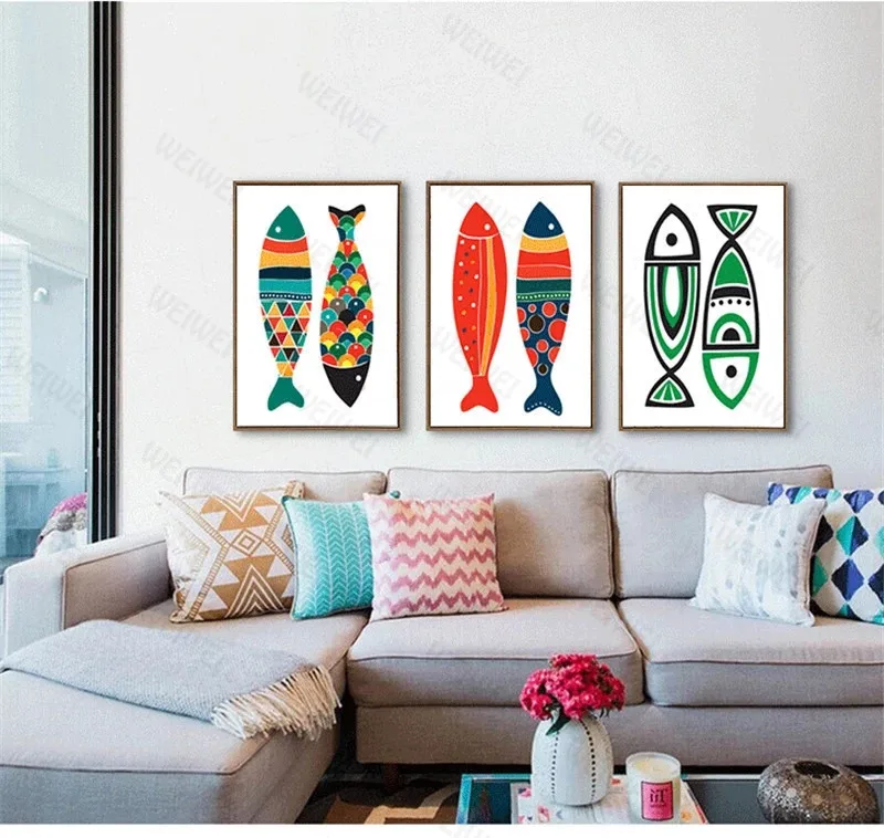 Настенное украшение квадратное искусство стены аниме постер кухонная рыба