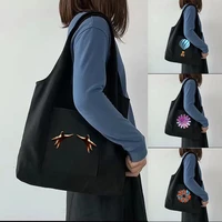 shopping bag ladies travel black portable messenger shoulder bag washable and reusable large capacity grocery storage bags
