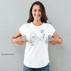 Футболка с рисунком лица на одной линии, забавный женский топ с графическим рисунком, футболка, летняя футболка с минималистичным рисунком, наряды из высококачественной ткани