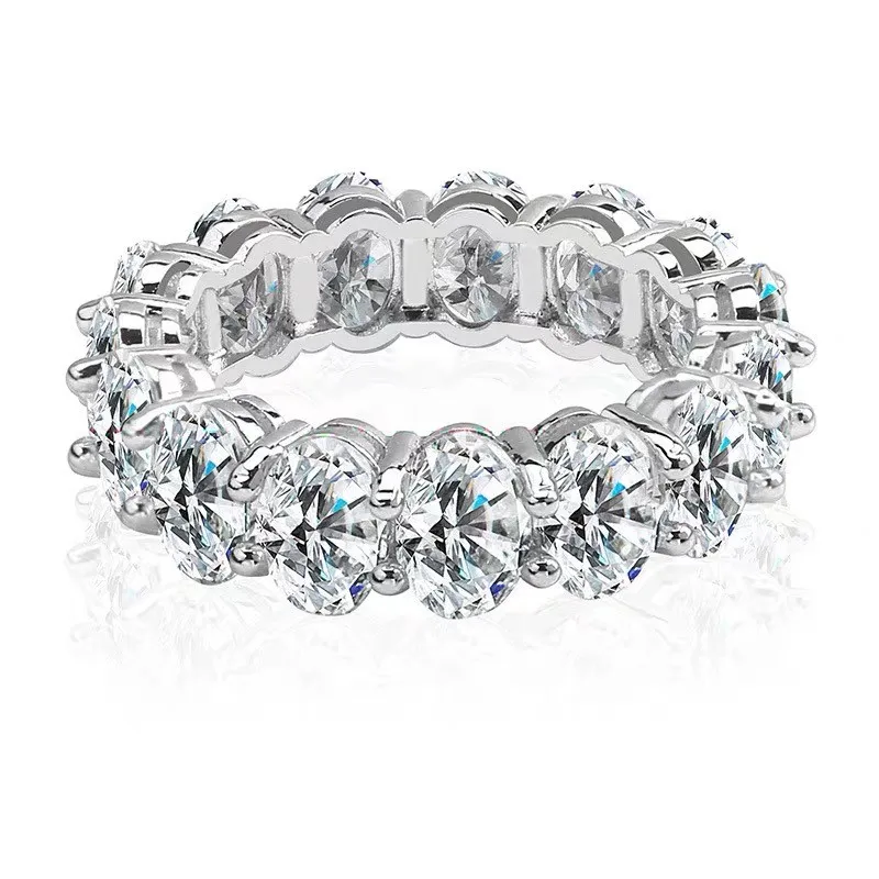 

Eternal 925 Sterling Silver Pave OvalSimulated Diamond Wedding Engagement Cocktail Band Rings for Women Gemstone Jewelry
