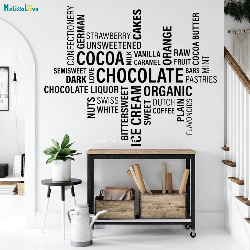 Какао Шоколад текст Наклейка Настенная Слова милые фразы домашнего офиса