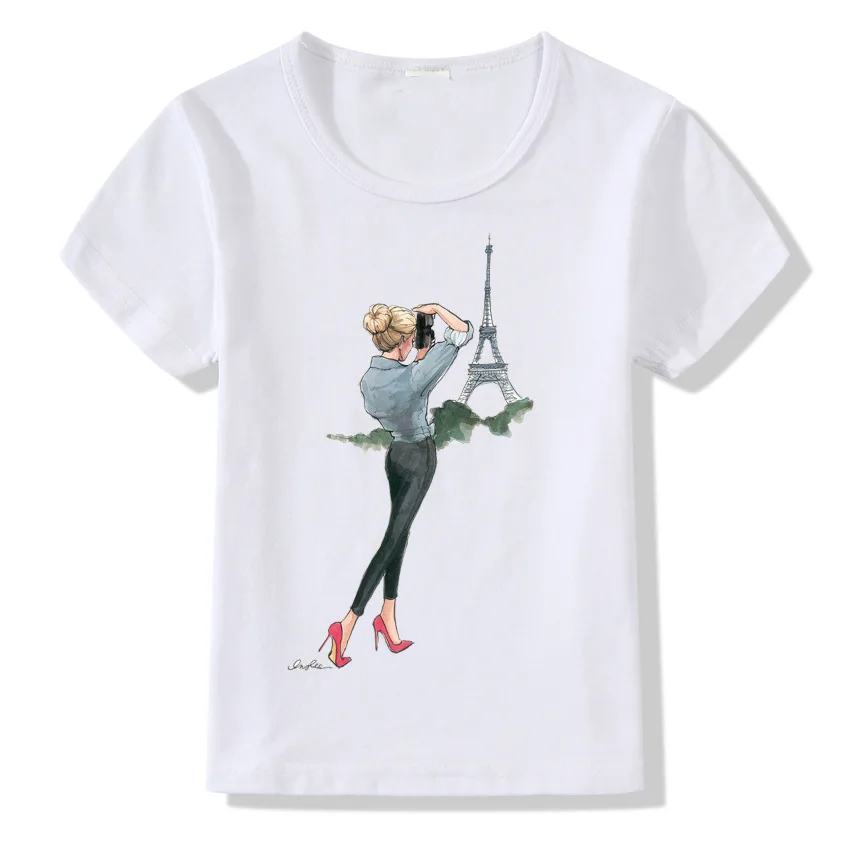 2019 Fashion Paris Tower Print T shirt Children Cool Girl Short Sleeve Summer Tops Kids O-neck Clothes Baby Tshirt Clothing Tees | Детская
