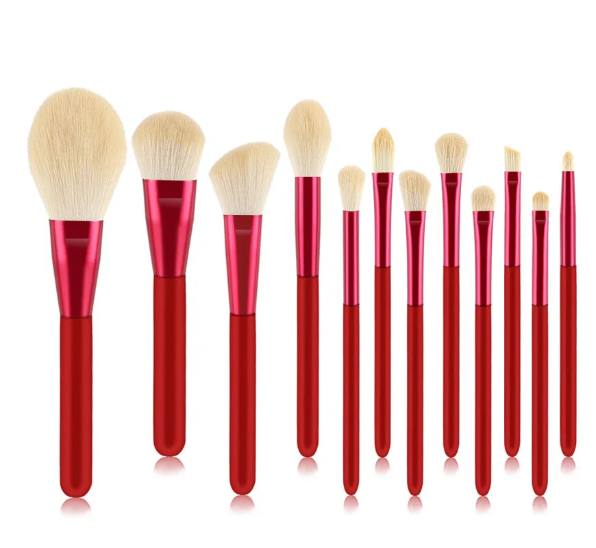 

12Pcs Faux Wool Plus Cosmetic Bag Makeup Brush Set Beauty Tool Loose Powder Brush Set Eyeshadow Brush Eyebrow Brush Lip Brush