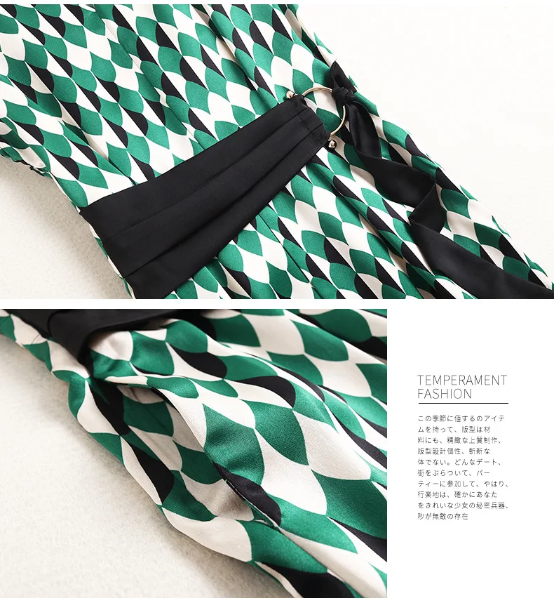 

SHUCHAN Women Dresses Summer 2021 Raglan Sleeve Geometric V-Neck Sashes Mid-Calf Long Dresses for Women Party Wedding